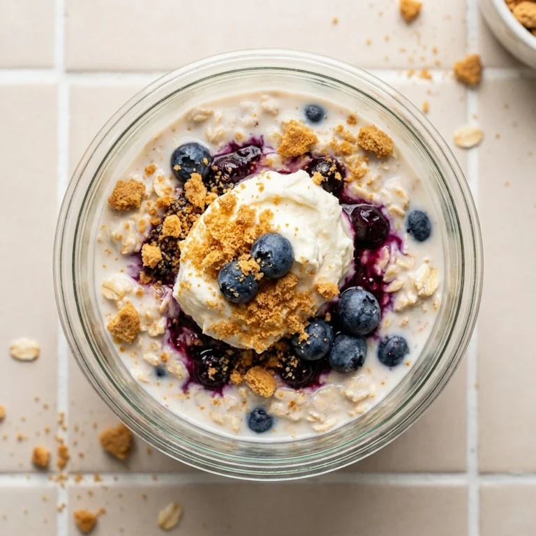 Creamy Blueberry Cheesecake Overnight Oats for Effortless Mornings | Healthy Breakfast Idea