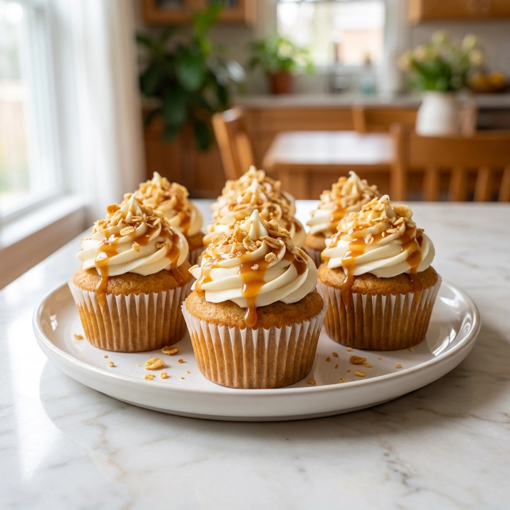 Caramel Banana Crunch Cupcakes | Easy Banana Dessert Recipe with Caramel