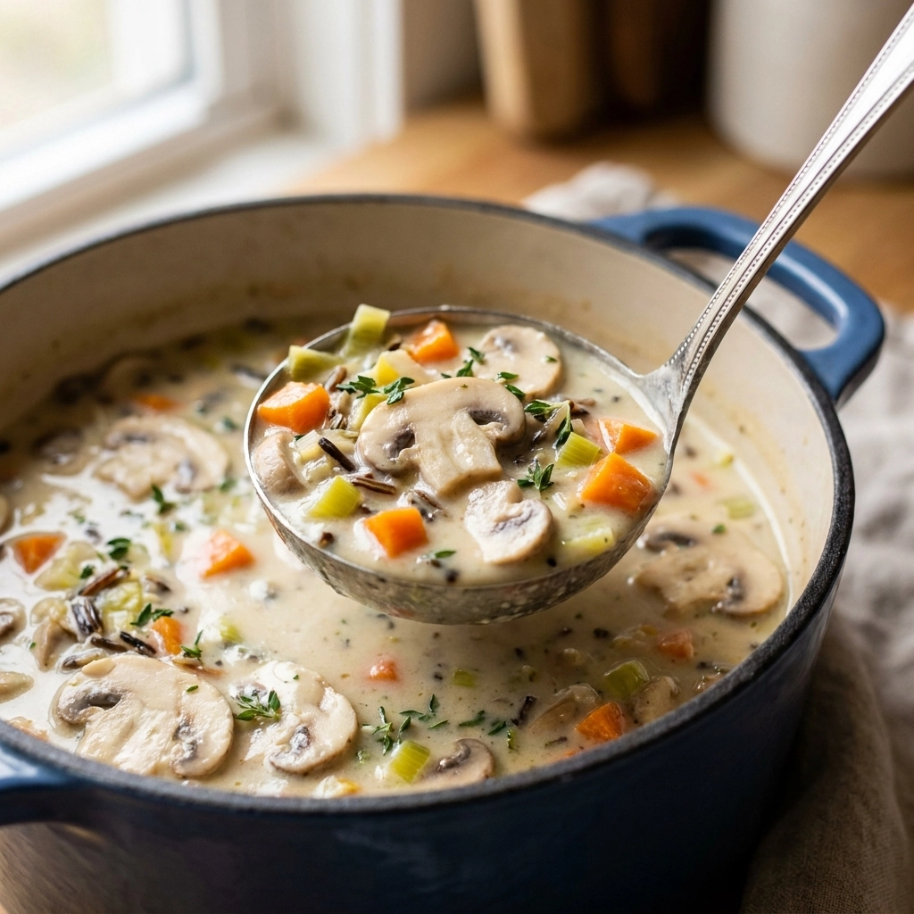 Cream of Mushroom Wild Rice Soup | Cozy Comfort Food Winter Dinner Idea