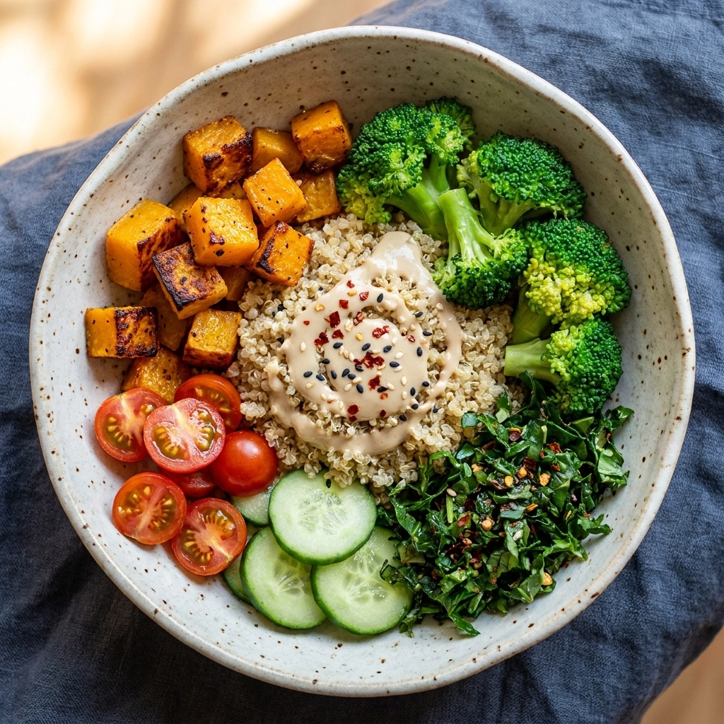 Delightful Crispy Harvest Quinoa Bowl with Tahini Dressing | Healthy Fall Meal Prep
