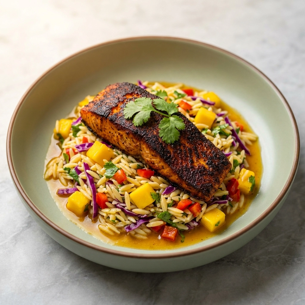 Blackened Salmon Mango Rice Salad | Healthy Summer Dinner Ideas