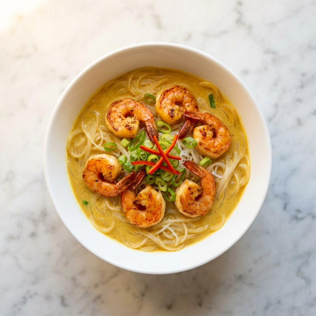 Spicy Coconut Shrimp Noodle Soup | Easy Thai Inspired Seafood Soup Recipe