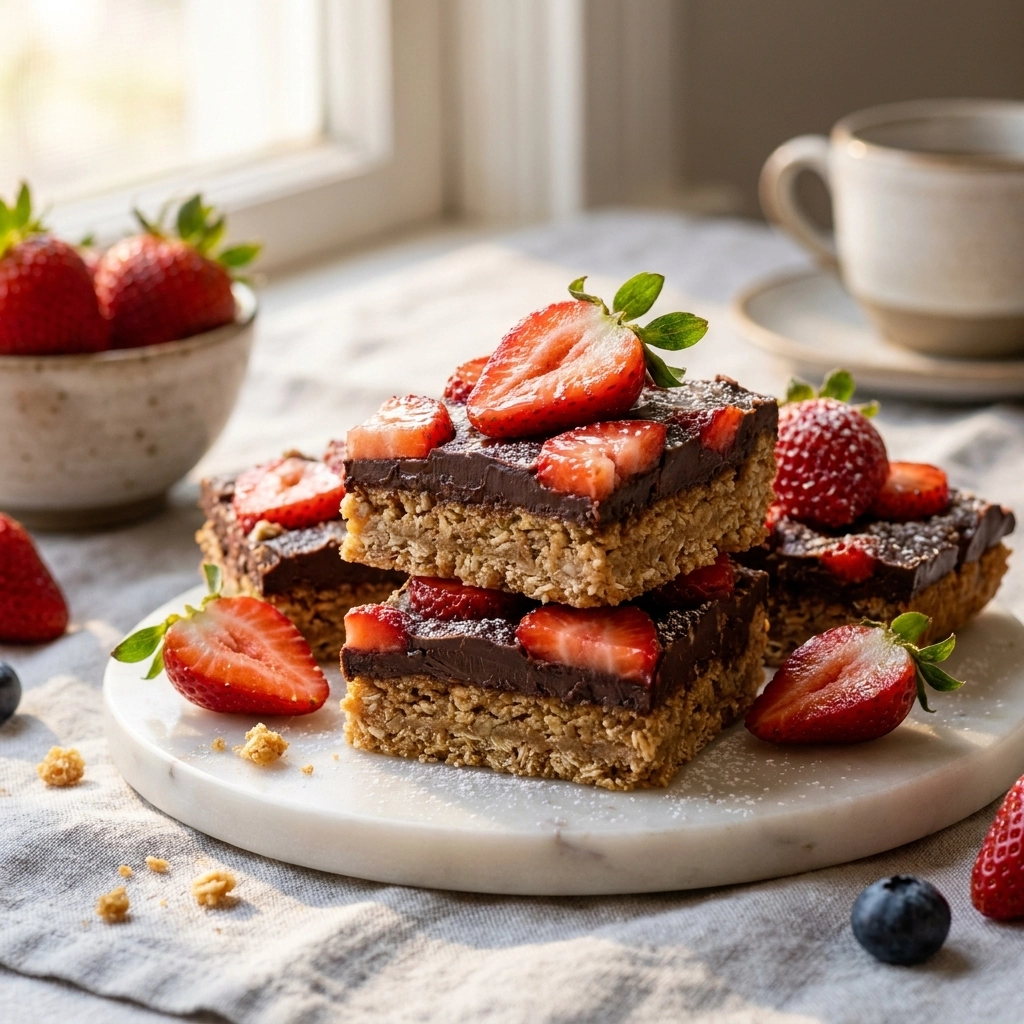 Chocolate Covered Strawberry Crumb Bars | Easy Strawberry Dessert Bars Recipe