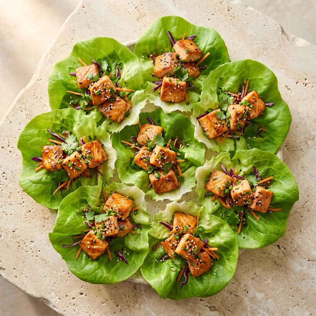 Sesame Ginger Salmon Lettuce Cups | Healthy Low Carb Dinner Idea