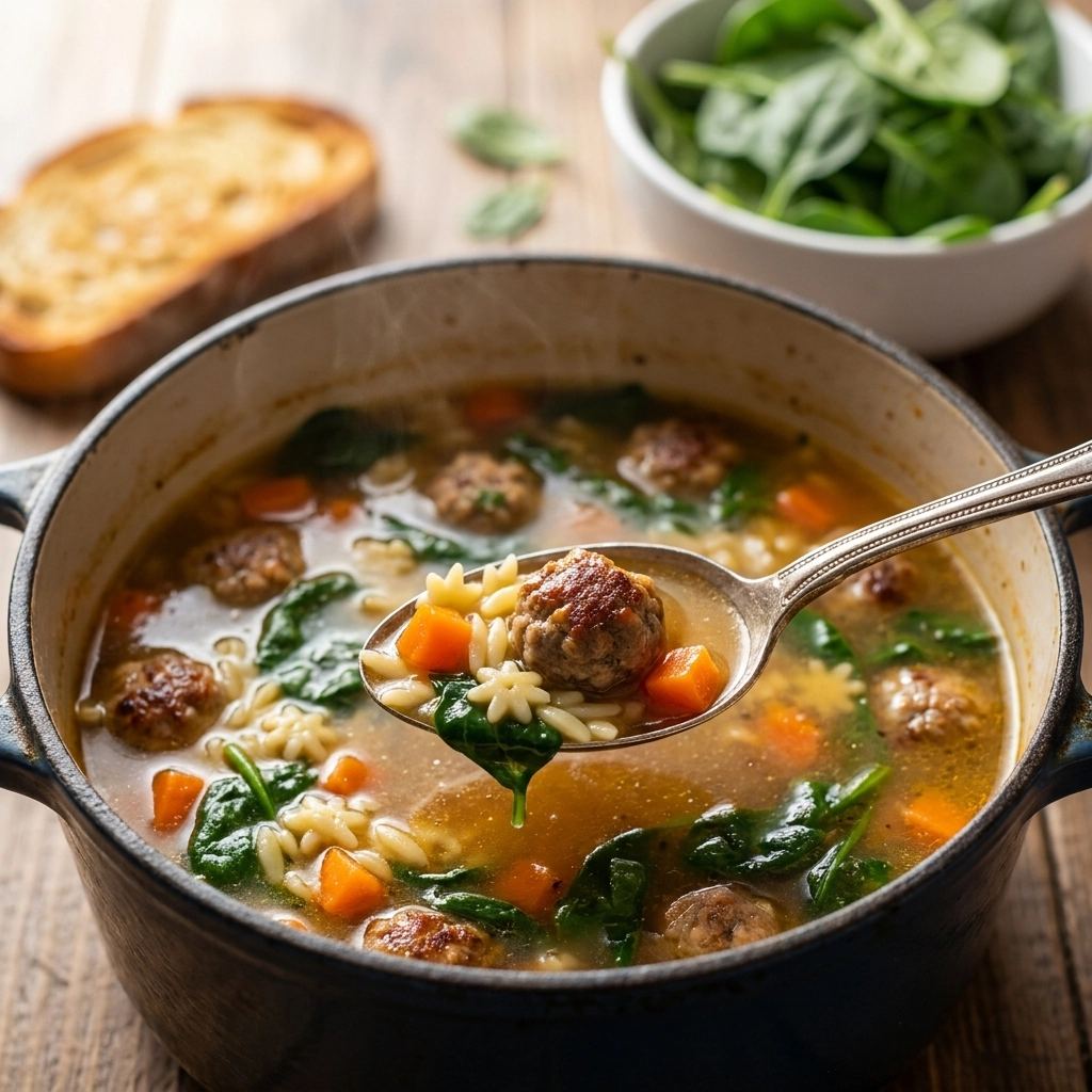 Cozy and Hearty Italian Wedding Soup with Savory Meatballs | Easy Winter Soup Recipe