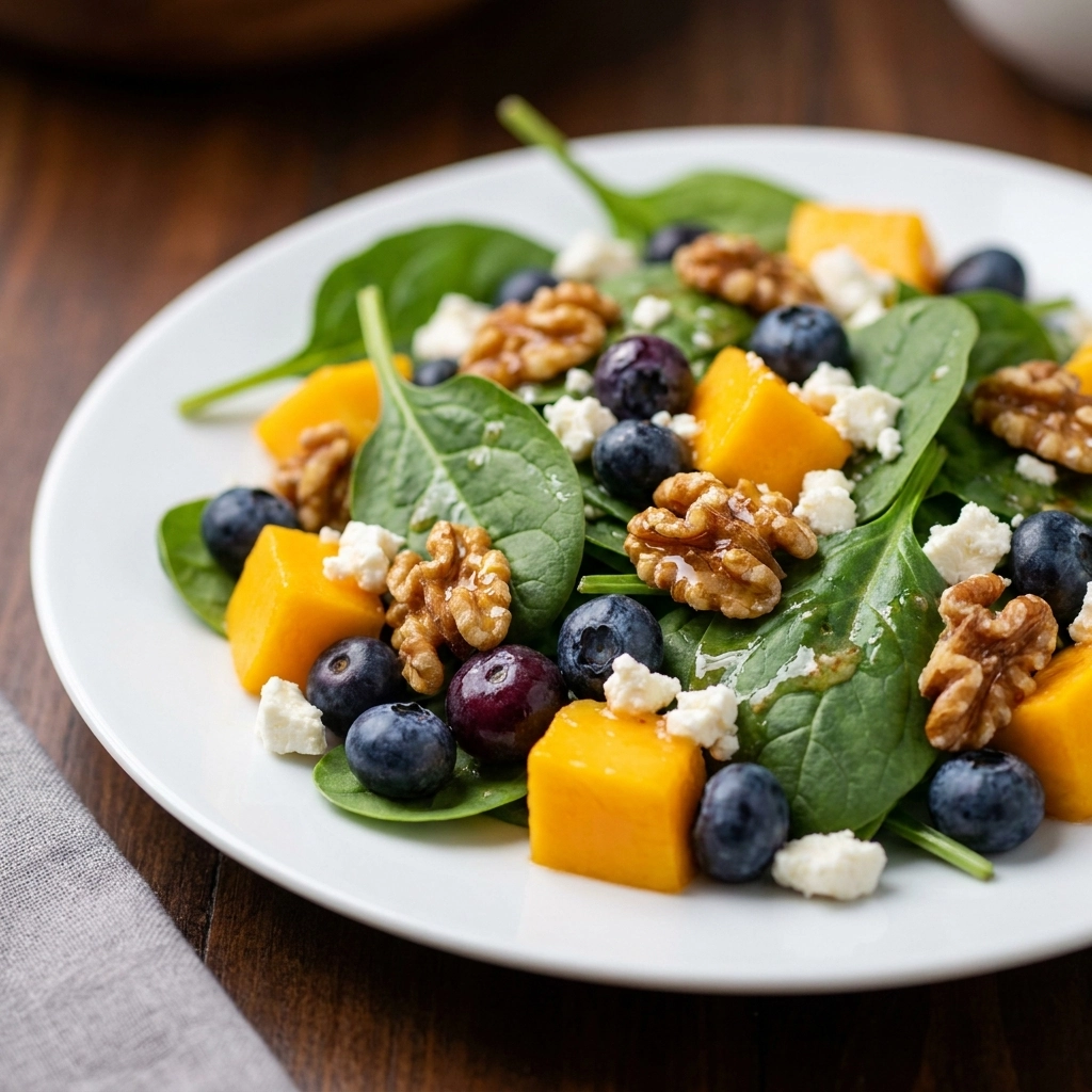 Mango Blueberry Spinach Salad with Zesty Vinaigrette | Fresh Summer Salad Recipe