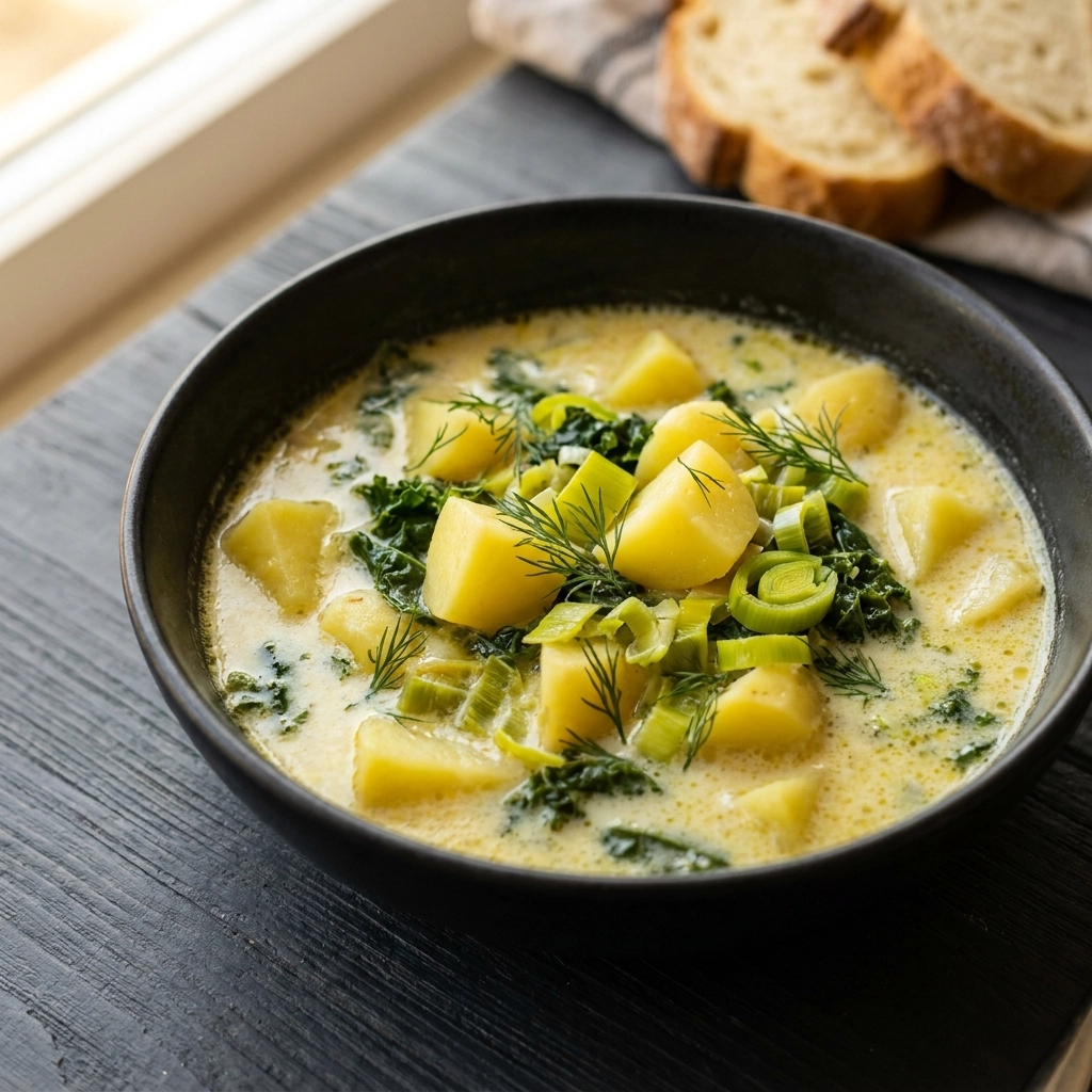 Velvety Creamy Potato Leek Soup | Easy Comfort Food Soup Recipe