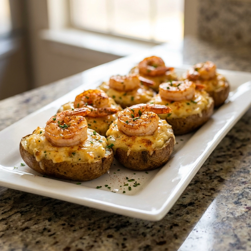 Garlic Parmesan Shrimp Stuffed Potatoes | Easy Seafood Dinner Ideas