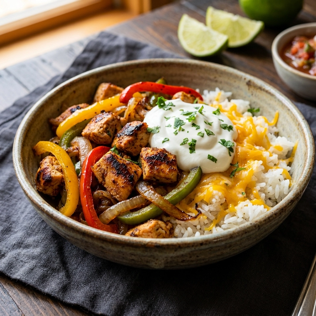 Zesty Chicken Fajita Bowl with Searing Heat | Easy Healthy Dinner Idea