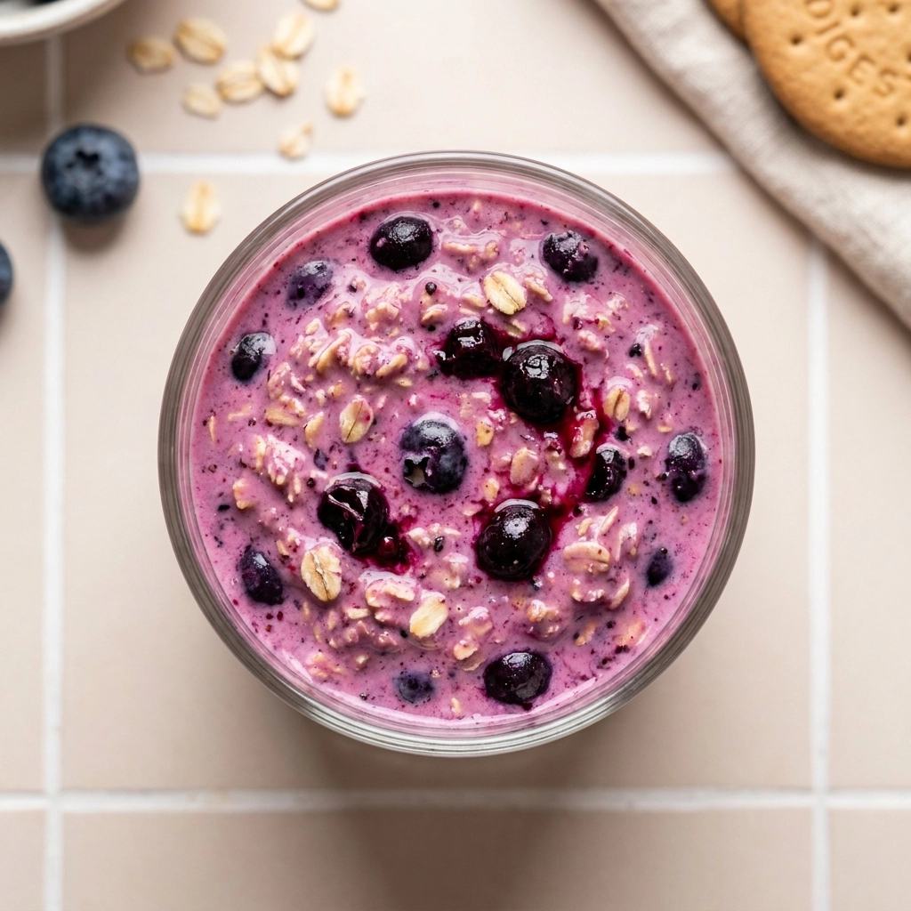 Creamy Blueberry Cheesecake Overnight Oats for Effortless Mornings | Healthy Breakfast Idea