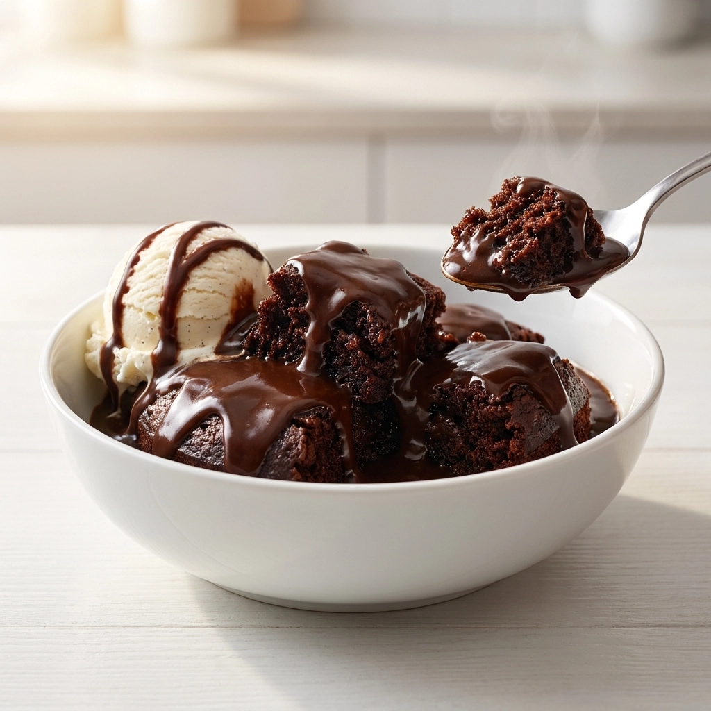 Slow Cooker Hot Fudge Chocolate Cake | Easy Crockpot Chocolate Dessert