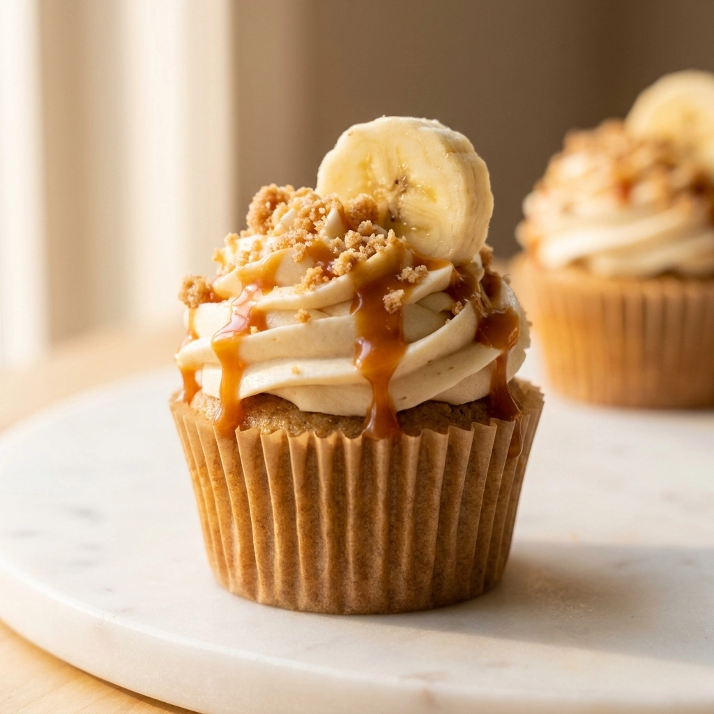 Caramel Banana Crunch Cupcakes | Easy Banana Dessert Recipe with Caramel
