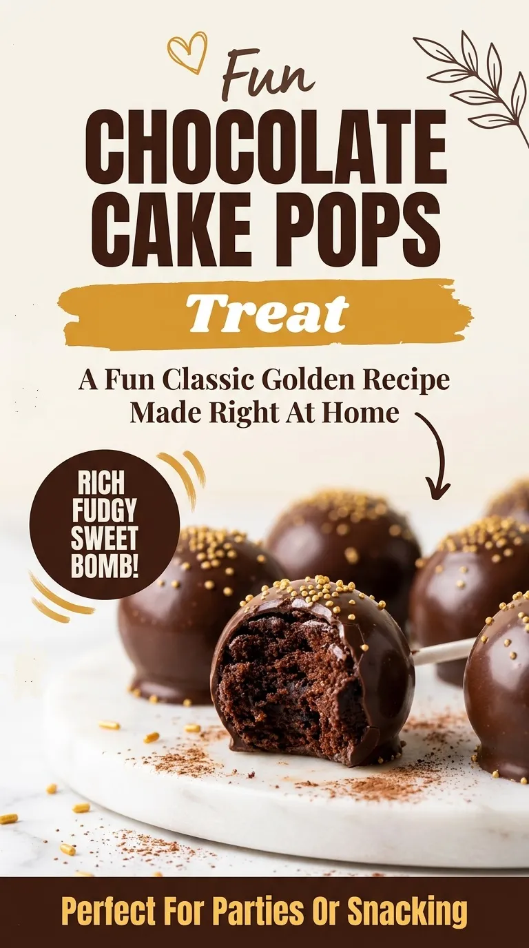 Chocolate cake pops coated in smooth milk chocolate and decorated with colorful sprinkles, served upright on a white platter.