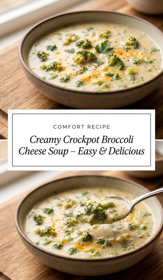 A bowl of creamy broccoli cheese soup topped with shredded cheddar cheese and fresh broccoli florets on a table.