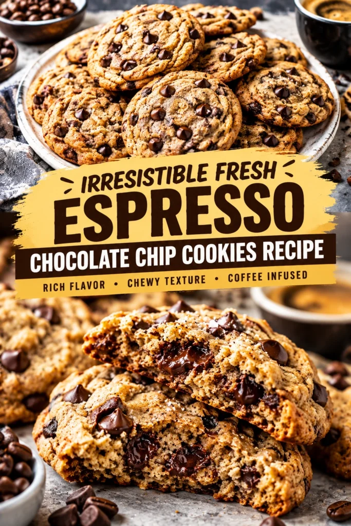 A stack of golden-brown chocolate chip cookies with melted chocolate chunks on a cooling rack, viewed from a side angle.