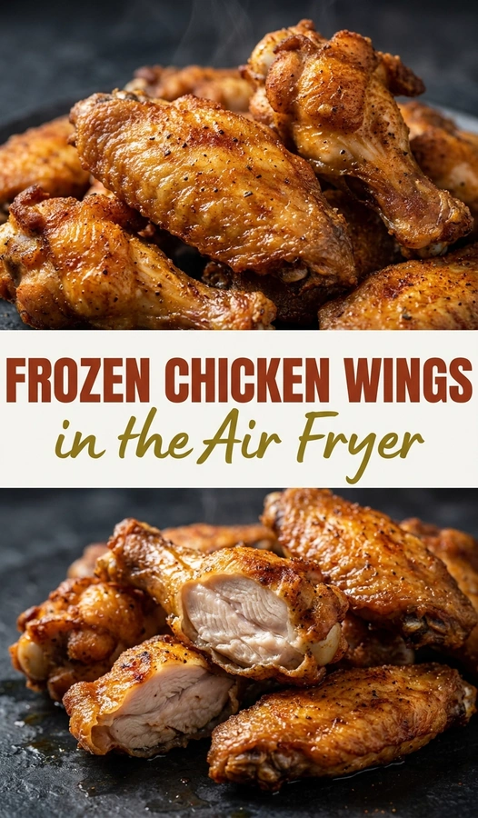 Crispy golden brown air fried chicken wings served on a plate with a side of dipping sauce.