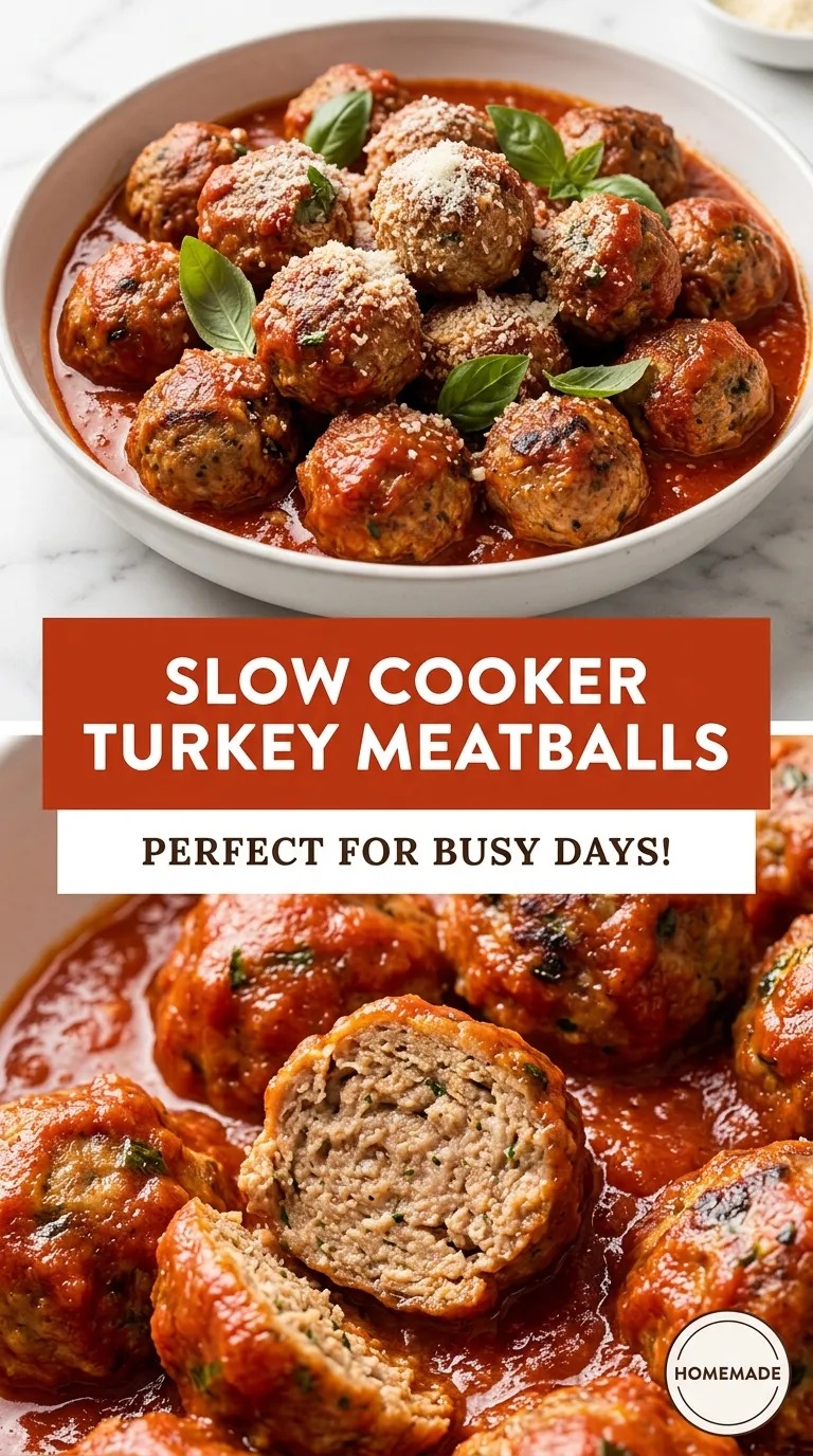 Turkey meatballs in a savory brown sauce served in a slow cooker, garnished with fresh chopped parsley.