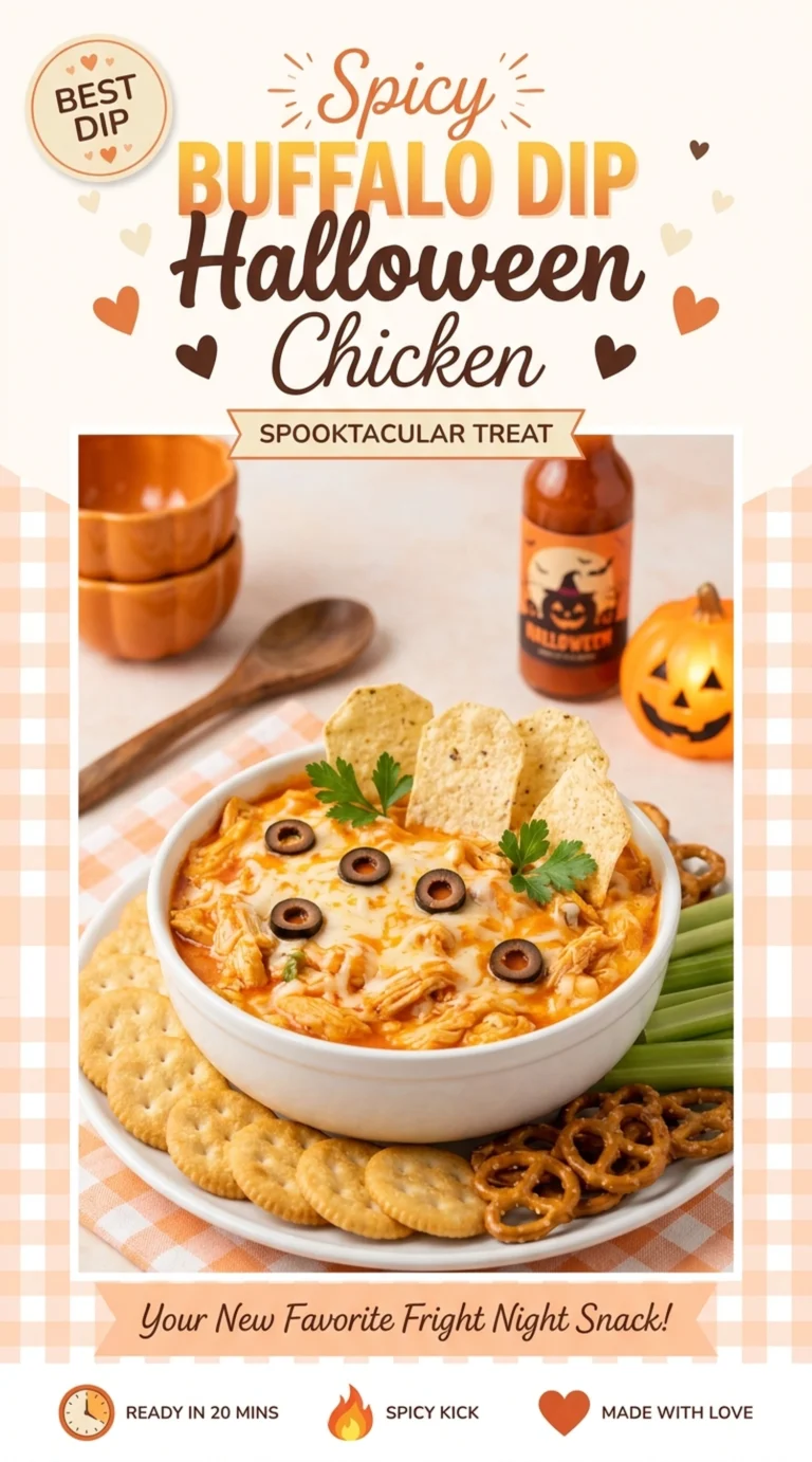 Creamy orange buffalo chicken dip in a white bowl, garnished with green onions and served with tortilla chips.