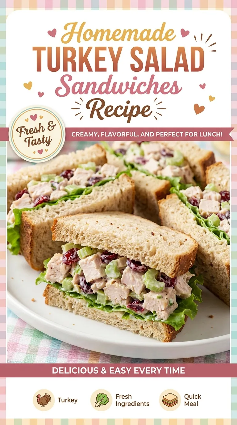 Two turkey salad sandwiches on toasted bread with lettuce and tomato, served on a plate with a side.